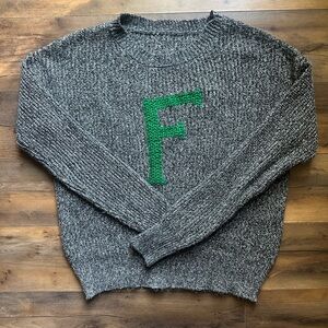 Harry Potter Fred Weasley Inspired Sweater | Chunky Knit F Jumper Gray